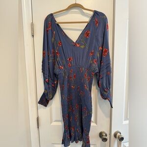 ASTR dolman smocked long sleeve mini dress